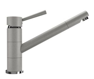 Смеситель для кухни Ulgran Classic U-025-310 с низким поворотным изливом серый